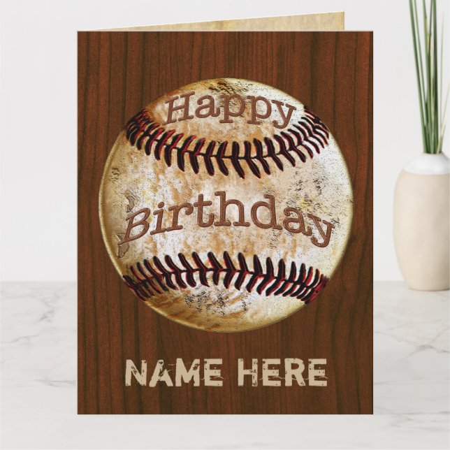 Men's Personalised Vintage Baseball Birthday Cards (Front)