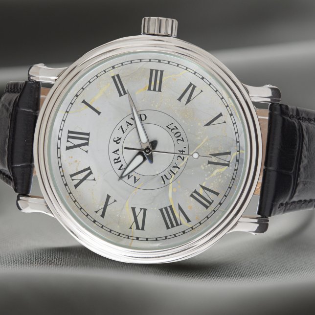 Men's Personalised Vintage Watch – Black Leather (Creator Uploaded)