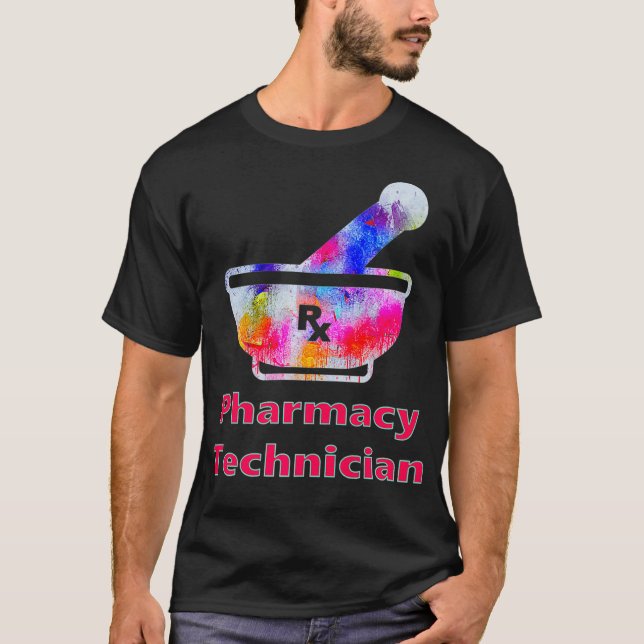 Mens Pharmacy Mortar  Pestle RX Pharmacy Tech T-Shirt (Front)