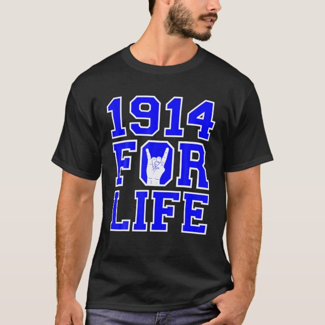 Mens Phi-1914 For Life Hand Sign Beta-Sigma T-Shirt (Front)