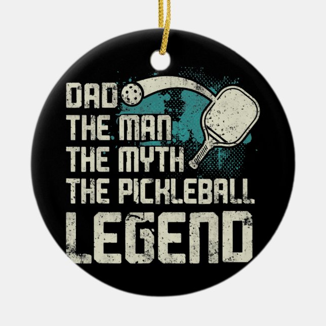 Mens Pickleball Player Sports Paddleball Paddle Ceramic Tree Decoration (Front)