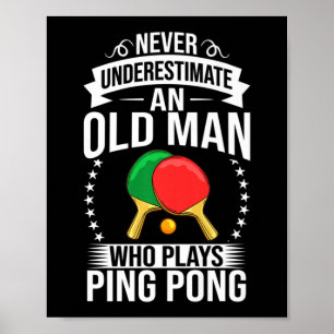 Mens Ping Pong Table Tennis Player Balls Paddle Ga Poster