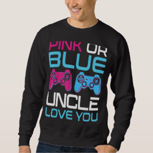 Mens Pink Or Blue Gender Reveal Video Game Uncle F Sweatshirt