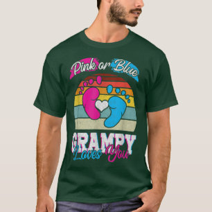 Mens Pink Or Blue Grampy Loves You Gender Reveal P T-Shirt