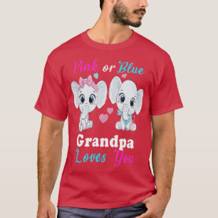 Mens Pink or Blue Grandpa Loves You Elephants Baby T-Shirt
