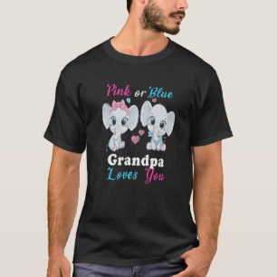 Mens Pink Or Blue Grandpa Loves You Elephants Baby T-Shirt