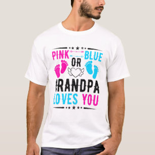 Mens Pink Or Blue Grandpa Loves You Gender Reveal T-Shirt