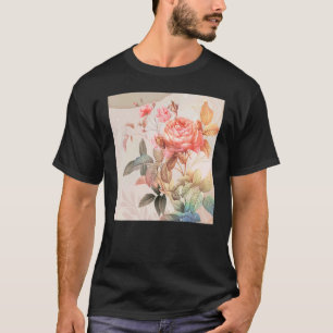 Mens pink peony rose flower blossom floral T-Shirt