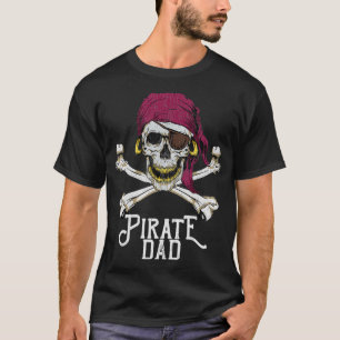 Mens Pirate Dad Jolly Roger Crossbones  Skull Hall T-Shirt