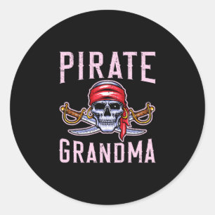 Mens pirate grandma grandmother granny pirate classic round sticker
