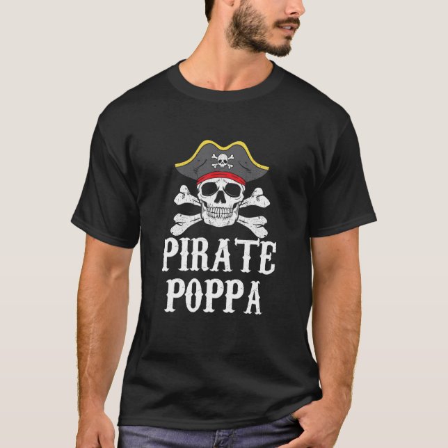 Mens Pirate Poppa Father Matching Family Halloween T-Shirt (Front)