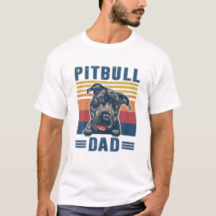 Mens Pit Bull Dad Father Retro Pit Bull Gifts Dog T-Shirt