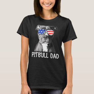 Mens Pitbull Dad American Flag Patriotic Dog 4th O T-Shirt