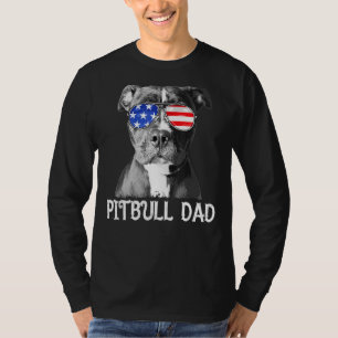 Mens Pitbull Dad American Flag Patriotic Dog 4th O T-Shirt