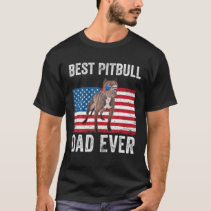 Mens Pitbull Dad American Flag Pittie Dad Dog Love T-Shirt