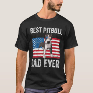 Mens Pitbull Dad American Flag Pittie Dad Dog Love T-Shirt