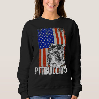 Mens Pitbull Dad American Flag Sweatshirt