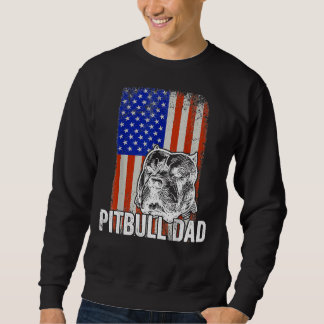 Mens Pitbull Dad American Flag Sweatshirt