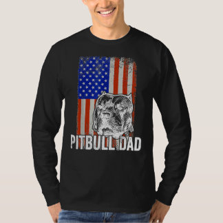Mens Pitbull Dad American Flag T-Shirt