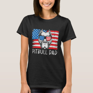 Mens Pitbull Dad American Pit Bull Dog Us Flag 4th T-Shirt