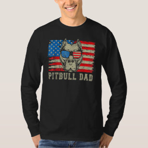 Mens Pitbull Dad American Pit Bull Dog Us Flag 4th T-Shirt