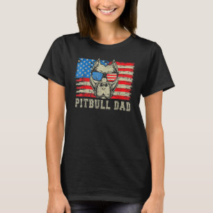 Mens Pitbull Dad American Pit Bull Dog Us Flag 4th T-Shirt