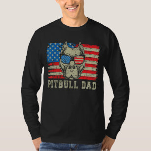 Mens Pitbull Dad American Pit Bull Dog Us Flag 4th T-Shirt