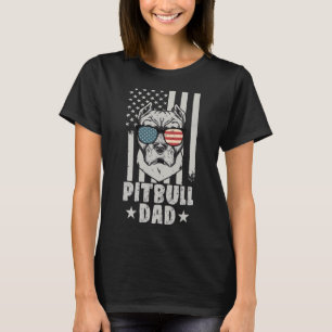 Mens Pitbull Dad American Usa Flag Pitbull Dog Lov T-Shirt