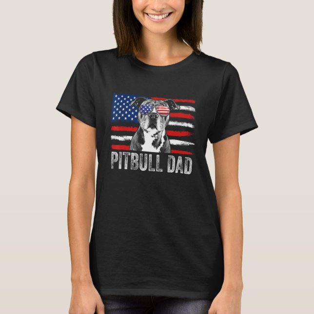Mens Pitbull Dad Mens  Proud American Pit Bull Dog T-Shirt (Front)