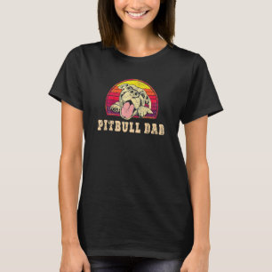 Mens Pitbull Dad Vintage Smiling Pitbull Fathers D T-Shirt