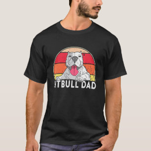 Mens Pitbull Dad Vintage Smiling Pitbull Fathers T-Shirt