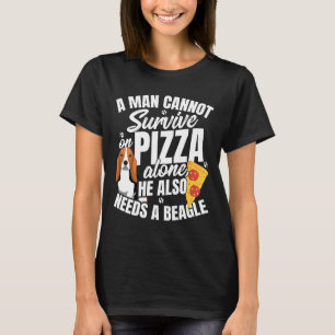 Mens  Pizza And Beagle Dog And Food Love Pun T-Shirt