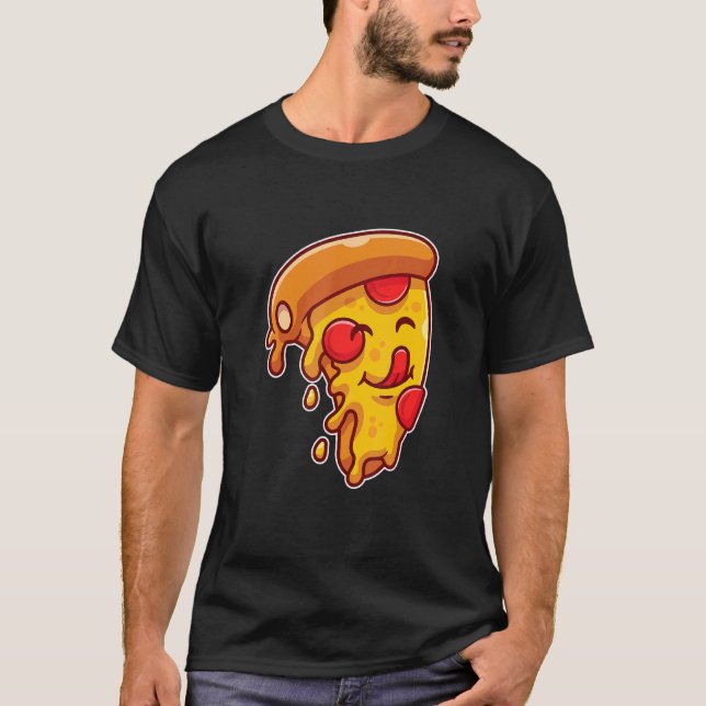 Mens Pizza Love Heart Pepperoni Slice For Pizza T-Shirt (Front)