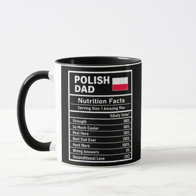 Mens Polish Dad Nutrition Facts Father's Day Mug (Left)