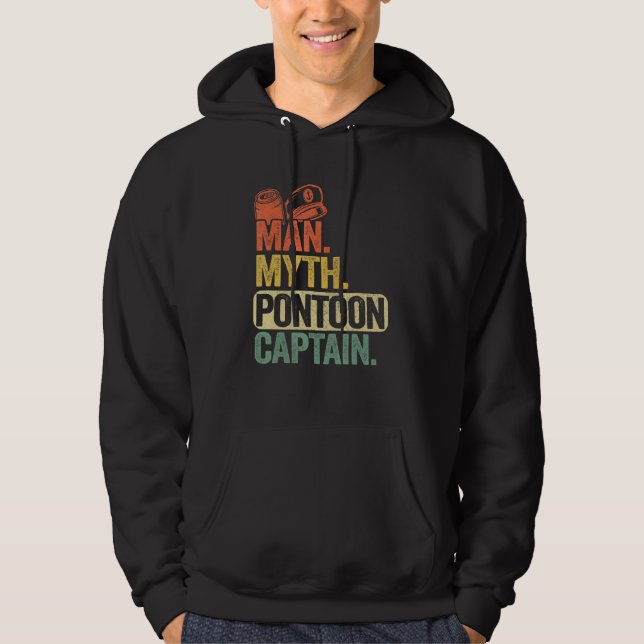 Mens Pontoon Boat Captain Dad Grandpa Man Myth Pon Hoodie (Front)