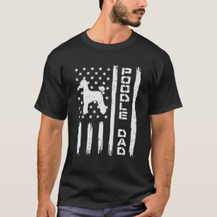 Mens Poodle Dad US Flag Vintage Patriot Dog Lover T-Shirt