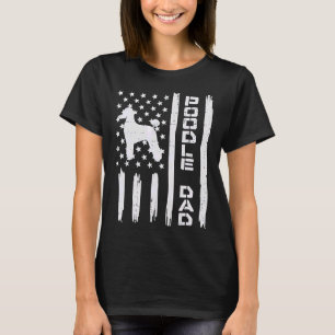 Mens Poodle Dad Us Flag Vintage Patriot Dog Lover T-Shirt