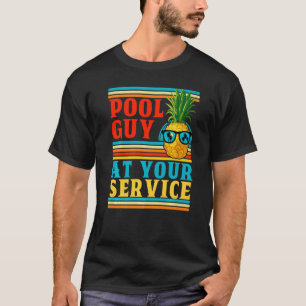 Mens Pool Guy At Your Service Swimming Retro Pine T-Shirt
