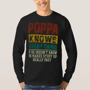 Mens Poppa Knows Everything Vintage Poppa  Dad Fat T-Shirt