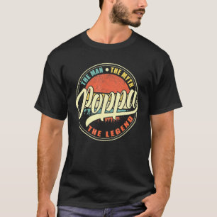 Mens Poppa The Man The Myth The Legend Vintage Ret T-Shirt