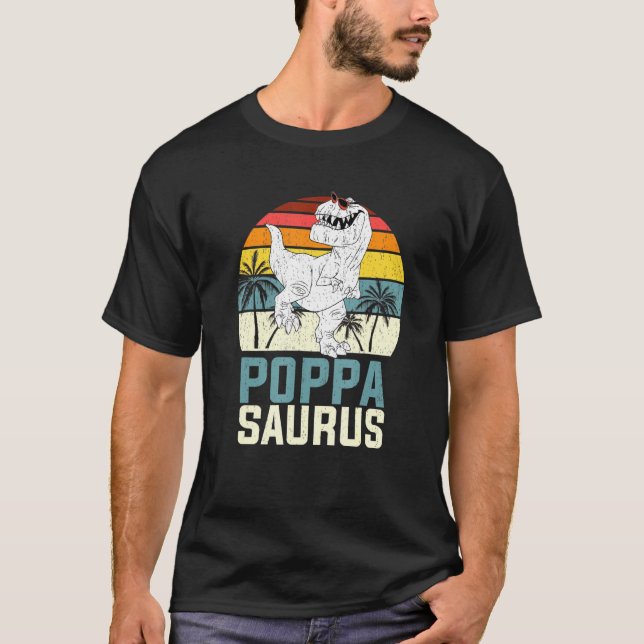 Mens Poppasaurus T Rex Dinosaur Poppa Saurus Famil T-Shirt (Front)
