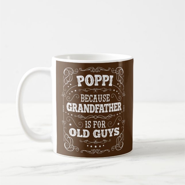 Mens Poppi from Grandchildren Funny Father's Day Coffee Mug (Left)