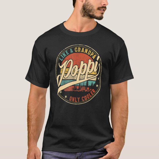 Mens Poppi Like A Grandpa Only Cooler  Fathers Day T-Shirt (Front)