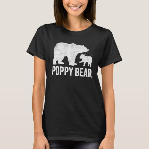 Mens Poppy Bear Fathers Day Grandad  Funny Cub Kid T-Shirt