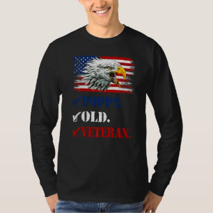 Mens Poppy Old Veteran American Eagle Flag Cool Fa T-Shirt