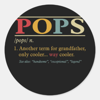 Mens Pops s Grandpa Father's Day Funny Pops Classic Round Sticker