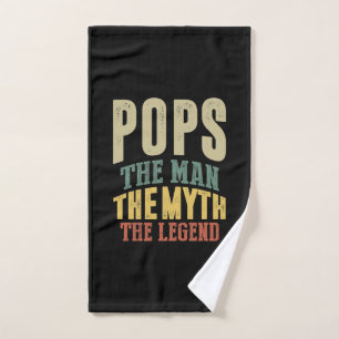 Mens Pops The Man Myth Legend Father Gift Hand Towel