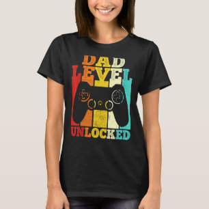 Mens Pregnancy Announcement Dad Level Unlocked Soo T-Shirt