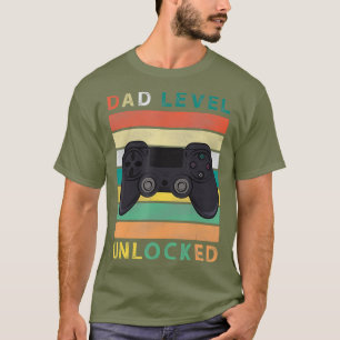 Mens Pregnancy Announcement Dad Level Unlocked T-Shirt