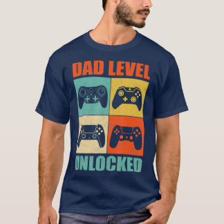 Mens Pregnancy Announcement Dad Level Unlocked T-Shirt